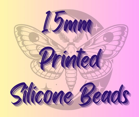 15mm printed silicone beads